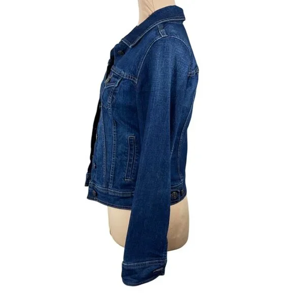 Old Navy Denim Jean Jacket Size XS Extra Small Dark Wash Stretch - Picture 2 of 6